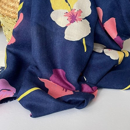 Violas Print Scarf in Navy Blue Violas Print Scarf in Navy Blue