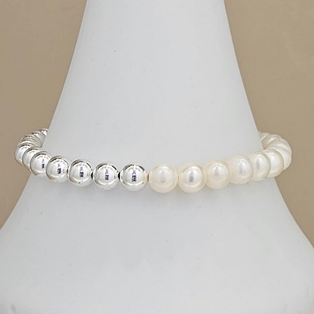 Sterling Silver Bead And Pearl Bracelet Sterling Silver Bead And Pearl Bracelet