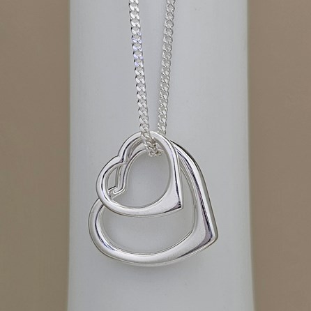 Sterling Silver Double Heart Necklace Sterling Silver Double Heart Necklace