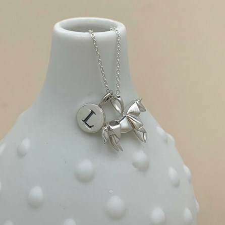 Personalised Solid Silver Origami Horse Necklace Personalised Solid Silver Origami Horse Necklace