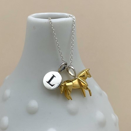 Personalised Gold Plated Origami Horse Necklace Personalised Gold Plated Origami Horse Necklace