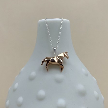 Personalised Rose Gold Plated Origami Horse Necklace Personalised Rose Gold Plated Origami Horse Necklace