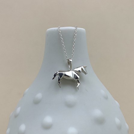 Personalised Solid Silver Origami Horse Necklace Personalised Solid Silver Origami Horse Necklace