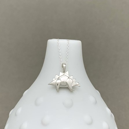 Personalised Solid Silver Origami Stegosaurus Necklace Personalised Solid Silver Origami Stegosaurus Necklace