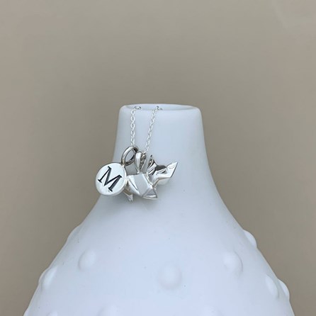 Personalised Solid Silver Origami Cat Necklace Personalised Solid Silver Origami Cat Necklace