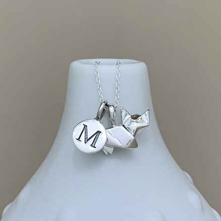 Personalised Solid Silver Origami Cat Necklace Personalised Solid Silver Origami Cat Necklace