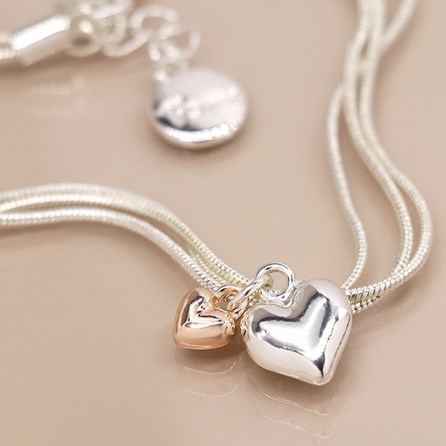 Triple Chain Bracelet with Hearts Triple Chain Bracelet with Hearts