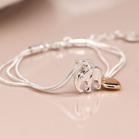 Triple Strand Silver Plated Elephant Heart Bracelet Triple Strand Silver Plated Elephant Heart Bracelet