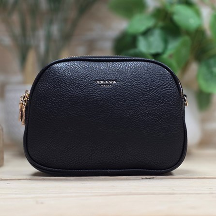 Triple Zip Cross Body Bag in Black Triple Zip Cross Body Bag in Black