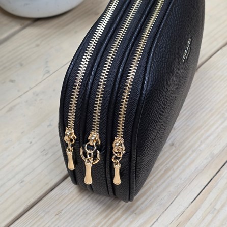 Triple Zip Cross Body Bag in Black Triple Zip Cross Body Bag in Black