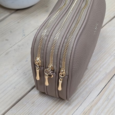 Triple Zip Cross Body Bag in Khaki Triple Zip Cross Body Bag in Khaki