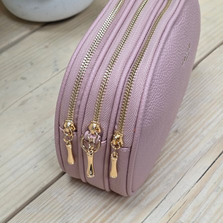 Triple Zip Cross Body Bag in Pink Triple Zip Cross Body Bag in Pink