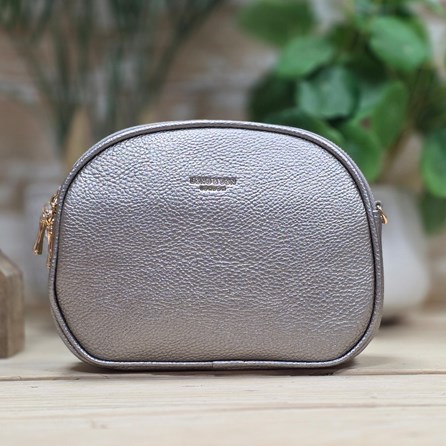 Triple Zip Cross Body Bag in Silver Grey Triple Zip Cross Body Bag in Silver Grey