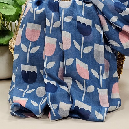 Tulips Scarf in Denim Blue Tulips Scarf in Denim Blue
