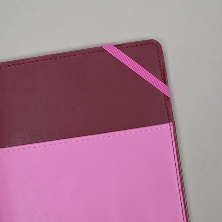 Vegan Leather Pocket Journal - Burgundy & Pink Vegan Leather Pocket Journal - Burgundy & Pink