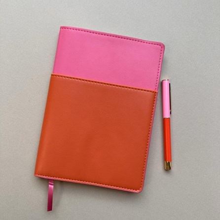 Vegan Leather Pocket Journal Pink & Chilli Vegan Leather Pocket Journal Pink & Chilli