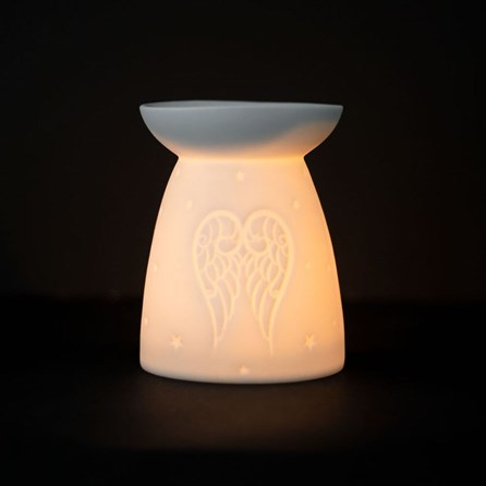 White Ceramic Angel Wings Oil Burner White Ceramic Angel Wings Oil Burner