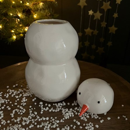 White Ceramic Snowman Ornament Large White Ceramic Snowman Ornament Large