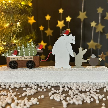 Woodland Animals with Christmas Tree Decoration Block Woodland Animals with Christmas Tree Decoration Block