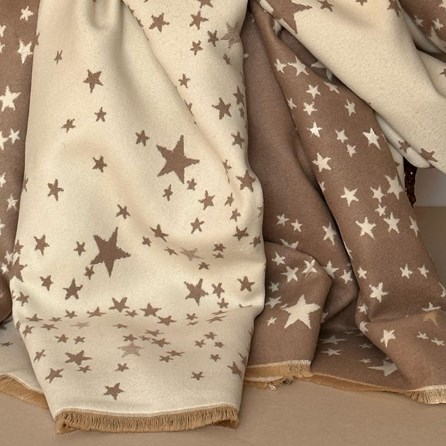 Wool Blend Little Stars Scarf in Beige Wool Blend Little Stars Scarf in Beige