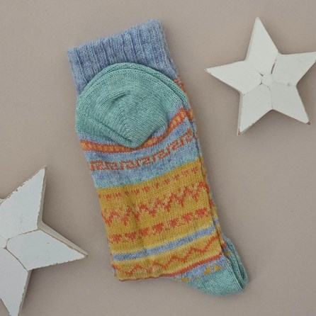 Wool Blend Nordic Socks in Dusky Blue