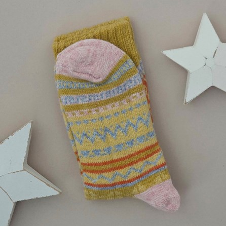 Wool Blend Nordic Socks in Mustard Yellow