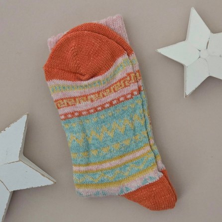 Wool Blend Nordic Socks in Pink