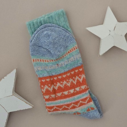 Wool Blend Nordic Socks in Turquoise Blue
