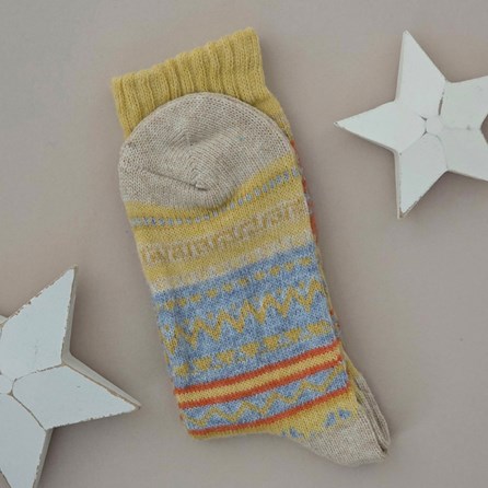 Wool Blend Nordic Socks in Yellow