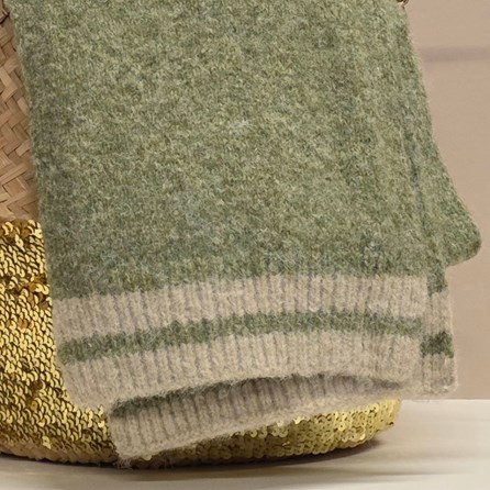 Wool Blend Scarf in Moss Green and Cream Wool Blend Scarf in Moss Green and Cream