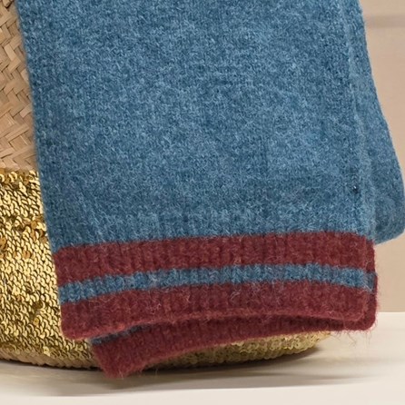 Wool Blend Scarf in Teal and Burgundy