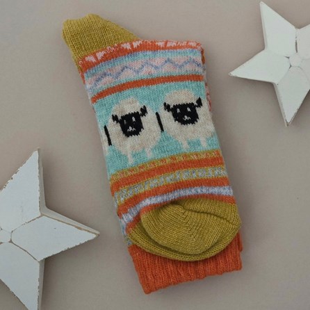 Wool Blend Sheep Socks in Orange Wool Blend Sheep Socks in Orange