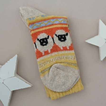 Wool Blend Sheep Socks in Yellow Wool Blend Sheep Socks in Yellow