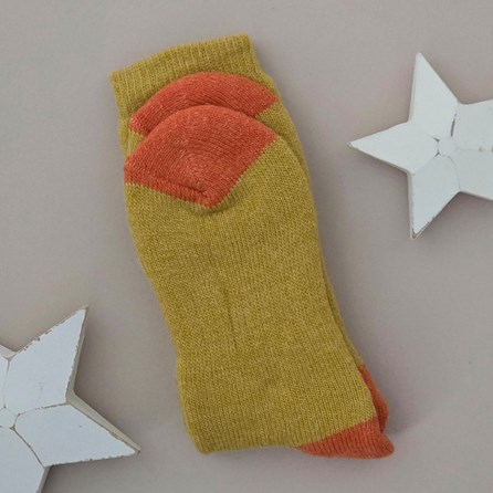 Wool Blend Socks in Mustard Yellow & Orange