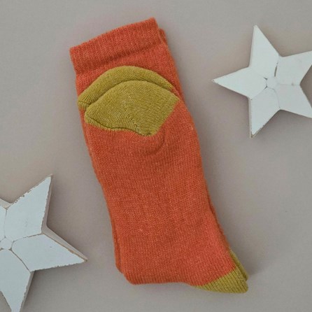 Wool Blend Socks in Orange & Mustard Yellow