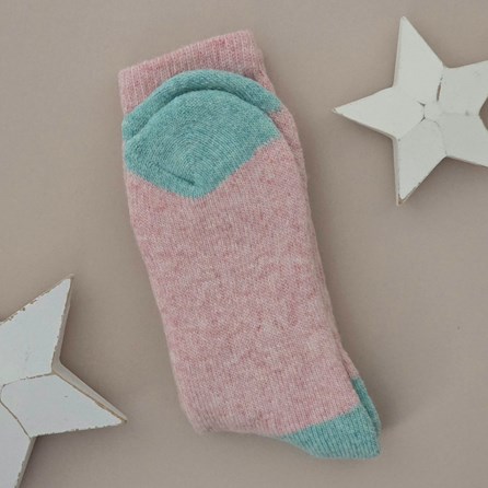 Wool Blend Socks in Pink & Turquoise