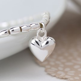 Puff Heart Bracelet With Heart Charm Puff Heart Bracelet With Heart Charm