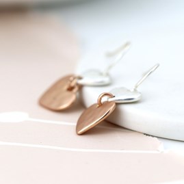 Double Drop Two-Tone Heart Earrings Double Drop Two-Tone Heart Earrings