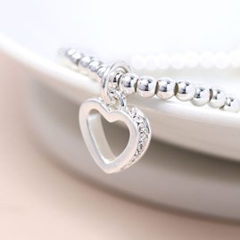 Silver Plated Open Heart Crystal Bracelet Silver Plated Open Heart Crystal Bracelet