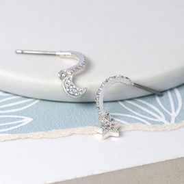 Crystal Star & Moon Hoop Earrings Crystal Star & Moon Hoop Earrings