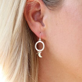 Moon & Star Gold Plated Hoop Drop Earrings Moon & Star Gold Plated Hoop Drop Earrings