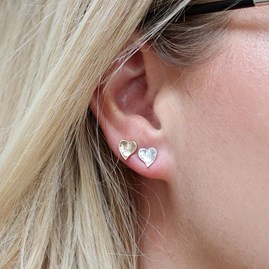 Silver and Gold Plated Heart Stud Earrings Set Silver and Gold Plated Heart Stud Earrings Set