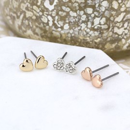 Triple Heart Stud Earrings Set Triple Heart Stud Earrings Set