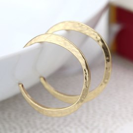 Worn Gold Plated Hammered Hoop Earrings Worn Gold Plated Hammered Hoop Earrings
