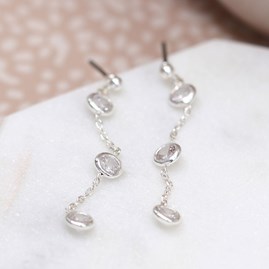 Triple Clear Crystal Drop Chain Earrings Triple Clear Crystal Drop Chain Earrings