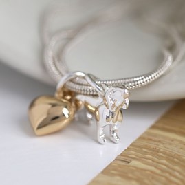 Triple Chain Dachshund Bracelet with Gold Plated Heart Triple Chain Dachshund Bracelet with Gold Plated Heart