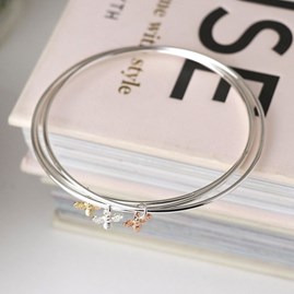 Three Strand Bangle with Bee Charms Three Strand Bangle with Bee Charms