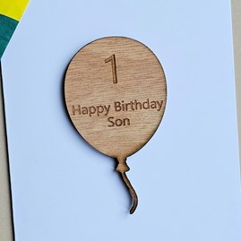 '1 Happy Birthday Son' Balloon Token and Card '1 Happy Birthday Son' Balloon Token and Card