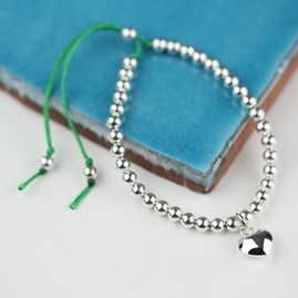Silver Heart And Bead Friendship Bracelet Silver Heart And Bead Friendship Bracelet