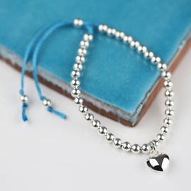 Silver Heart And Bead Friendship Bracelet Silver Heart And Bead Friendship Bracelet Turquoise